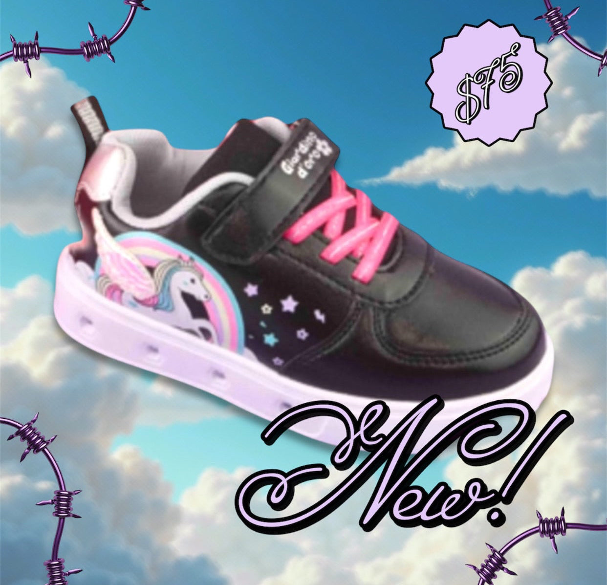 Σνίκερς Με φωτάκια Unicorn με κορδόνι λάστιχο 