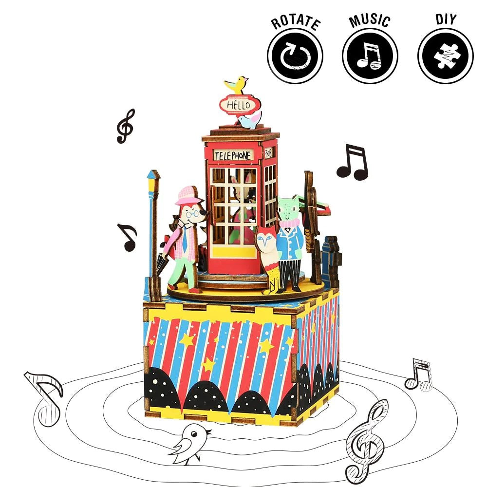 ROBOTIME 3D ΞΎΛΙΝΗ ΚΑΤΑΣΚΕΥΉ - ΜΟΥΣΙΚΌ ΚΟΥΤΊ - DIY MUSIC BOX - AM401 - PHONE BOOTH