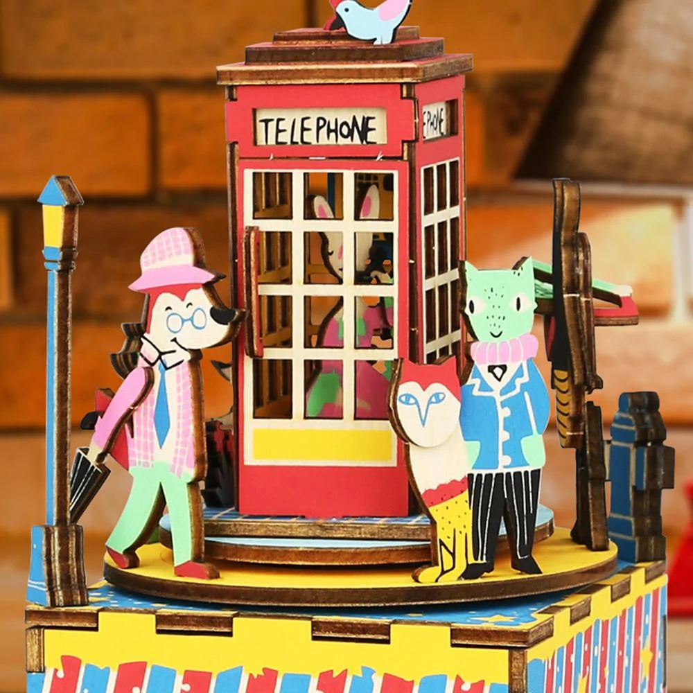 ROBOTIME 3D ΞΎΛΙΝΗ ΚΑΤΑΣΚΕΥΉ - ΜΟΥΣΙΚΌ ΚΟΥΤΊ - DIY MUSIC BOX - AM401 - PHONE BOOTH