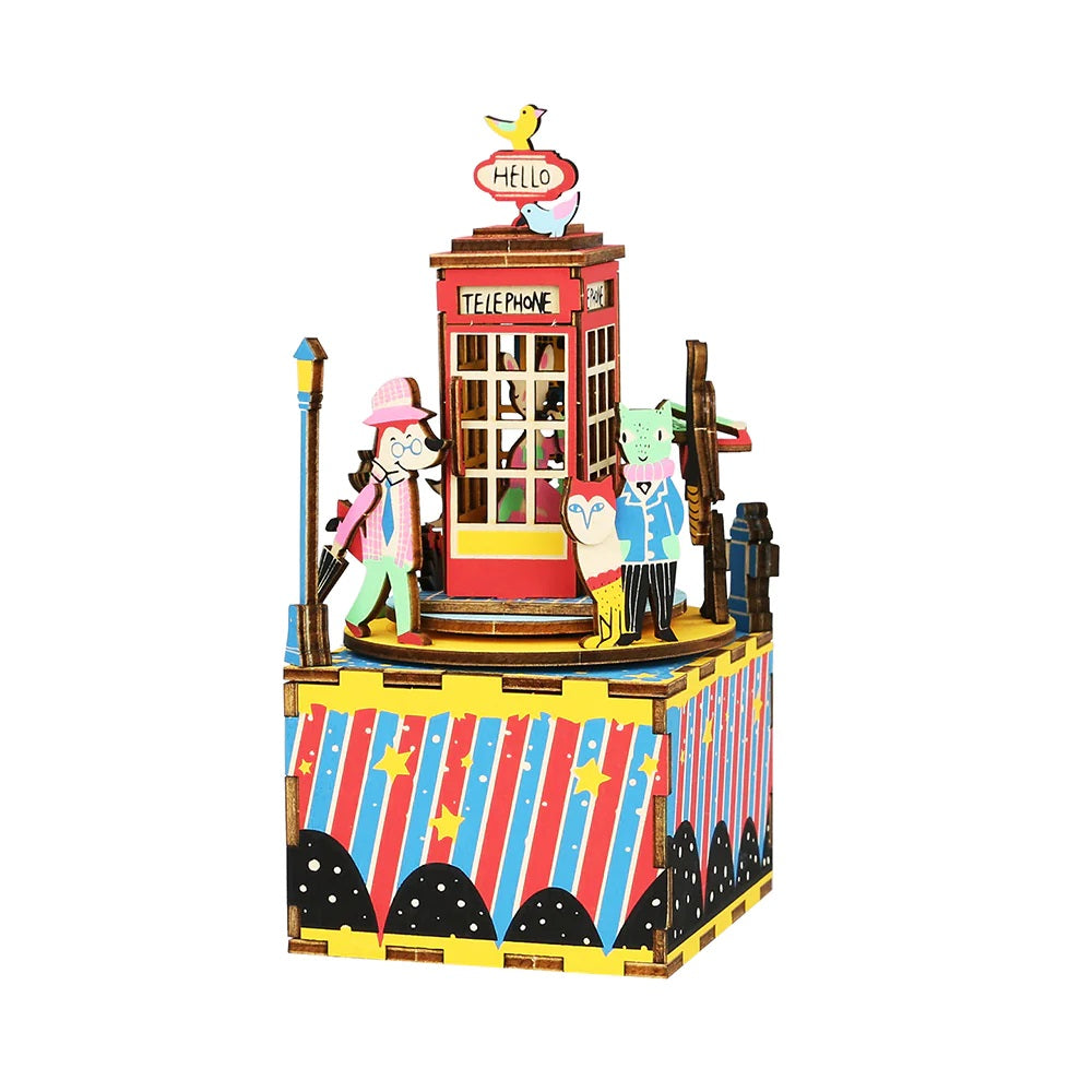 ROBOTIME 3D ΞΎΛΙΝΗ ΚΑΤΑΣΚΕΥΉ - ΜΟΥΣΙΚΌ ΚΟΥΤΊ - DIY MUSIC BOX - AM401 - PHONE BOOTH